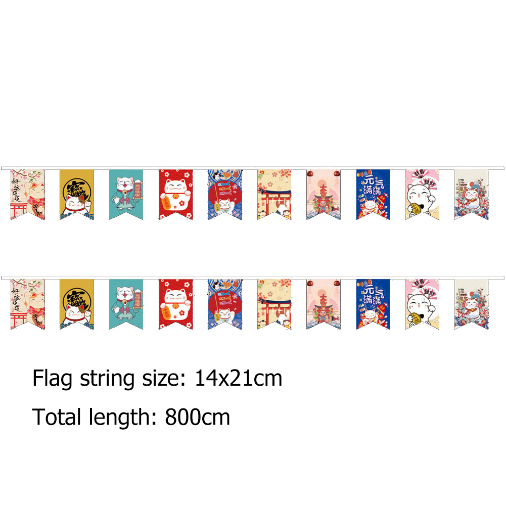 Japanese Style Lucky Cat Hanging String Flag Sushi Restaurant Bunting Banners Izakaya House Birthday Party Wedding Decoration: Deep Sapphire