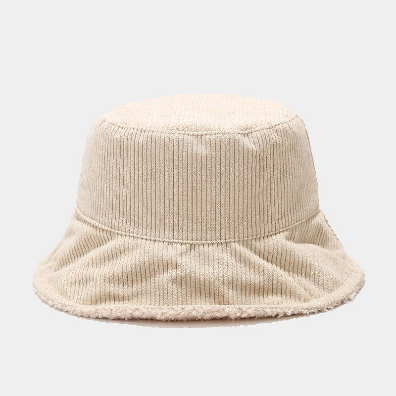 Foldbart efterår vinter spand hatte kvinder varm corduroy fisker kasket dobbeltsidet håndvask hat solid vindtæt flad top cap capeau