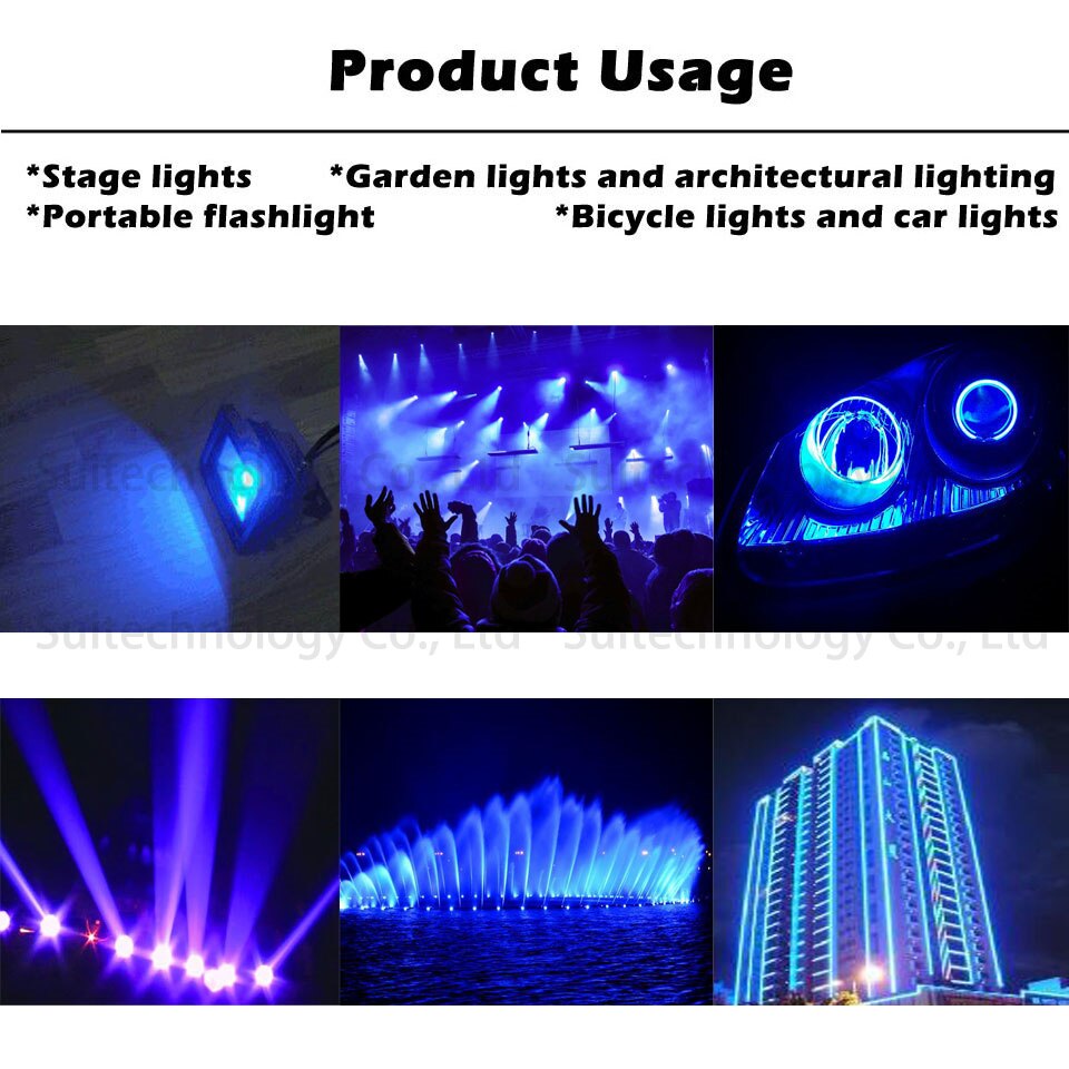 Krachtige led cob lamp smd lampen chip 1w 3w 5w 10w 20w 30w 50w 100w blauw 460-470nm voor podiumverlichting buitenmuurschijnwerper