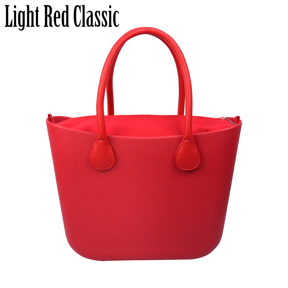 Obag Style Classic EVA Bag with Insert Inner Pocket Handles Colorful EVA Silicon Rubber Waterproof Women Handbag: light red