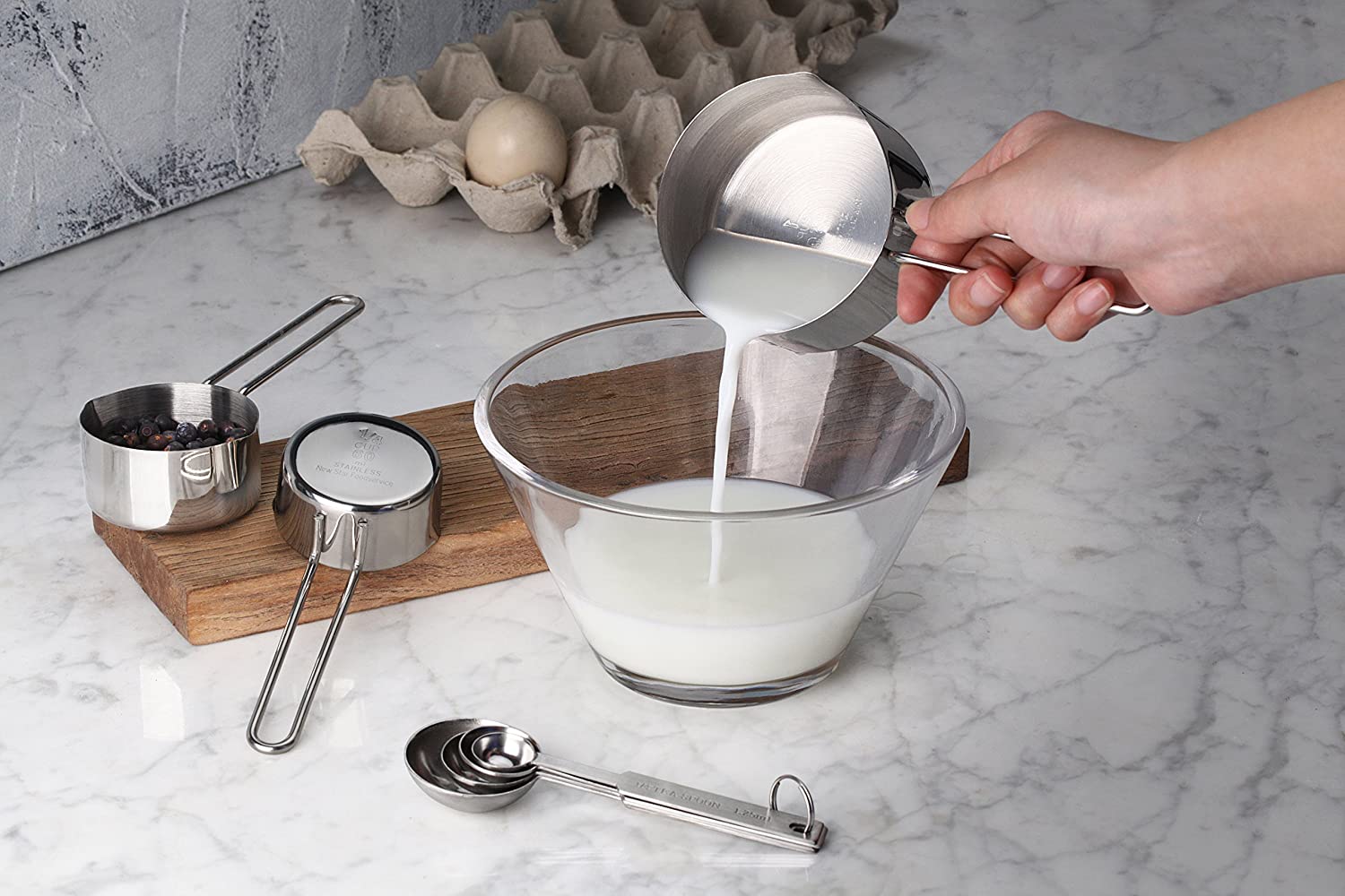 Stainless Steel 18/8 8-Piece Measuring Cup Spoon Set Measuring Spoons Measuring Tools 1g 5g 10g Measure Spoon Baking Measuring