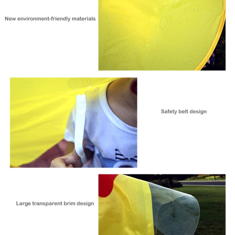 Cute Children's Raincoat Yellow Duck Rain Jacket Coat Kids Student Outdoor UFO Transparent Waterproof Cloak Children Umbrella