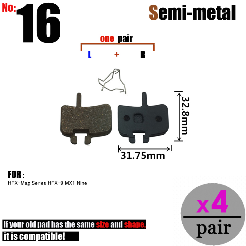 4 Paar Fiets Schijfremblokken Fiets Voor Shimano Xt/R Zoom 975 985 Zee MT5 315 Magura MT8 sram Avid BB5 Elixir DB1S Semi-Metallic: MULTI