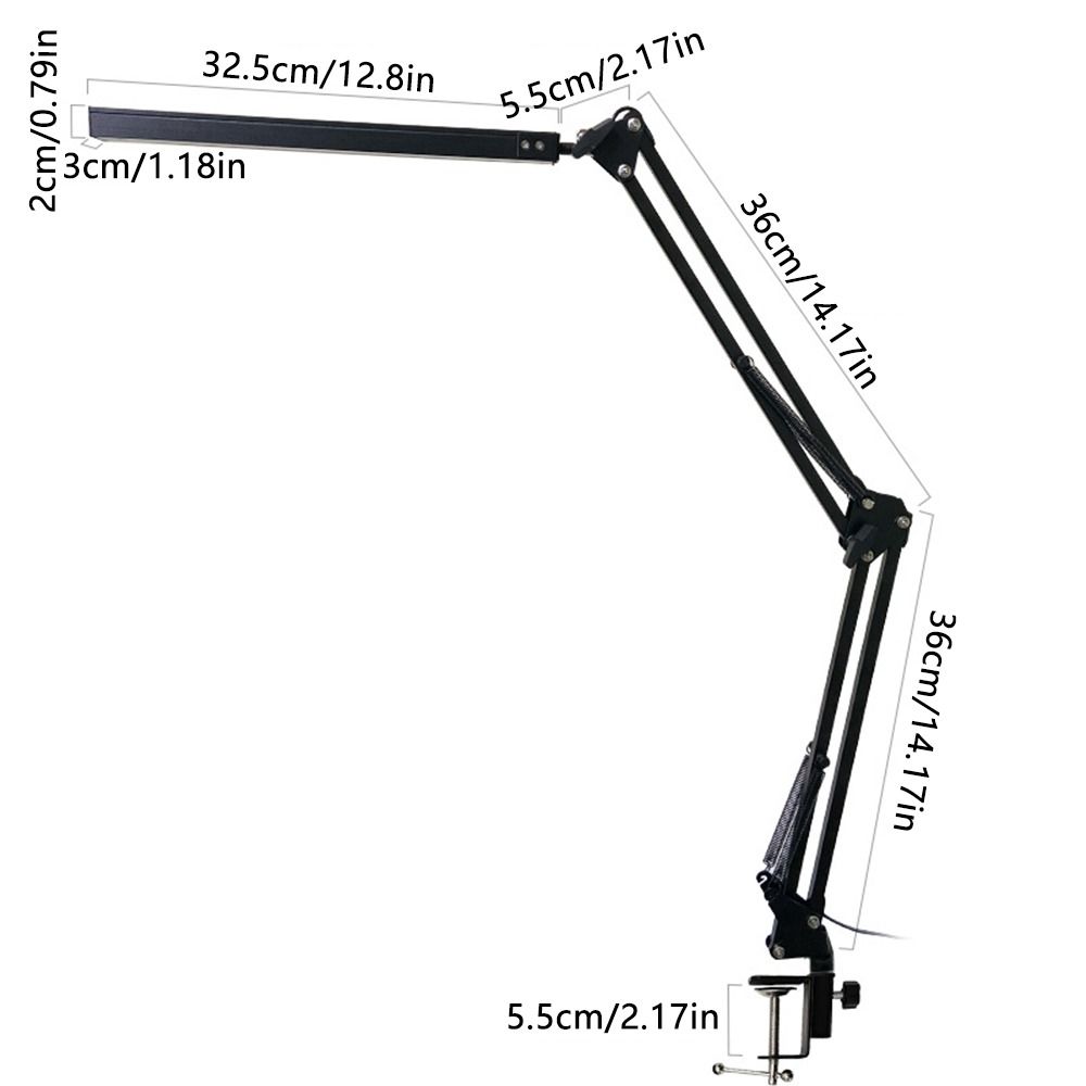 LED-schreibtischlampe mit 3 beleuchtungsmodi, dimmbarer, verstellbarer klemme, klappbarer Clip, flexibler, tragbarer schwenkarm