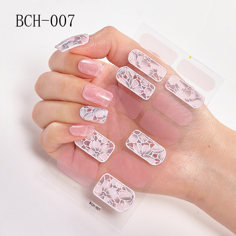 Japanese/Korea Style Nail Stickers Nail Wraps Stripe Full Cover Self-Adhesive Flower Waterproof Nail Polish Stripe Nail Art: BCH-007