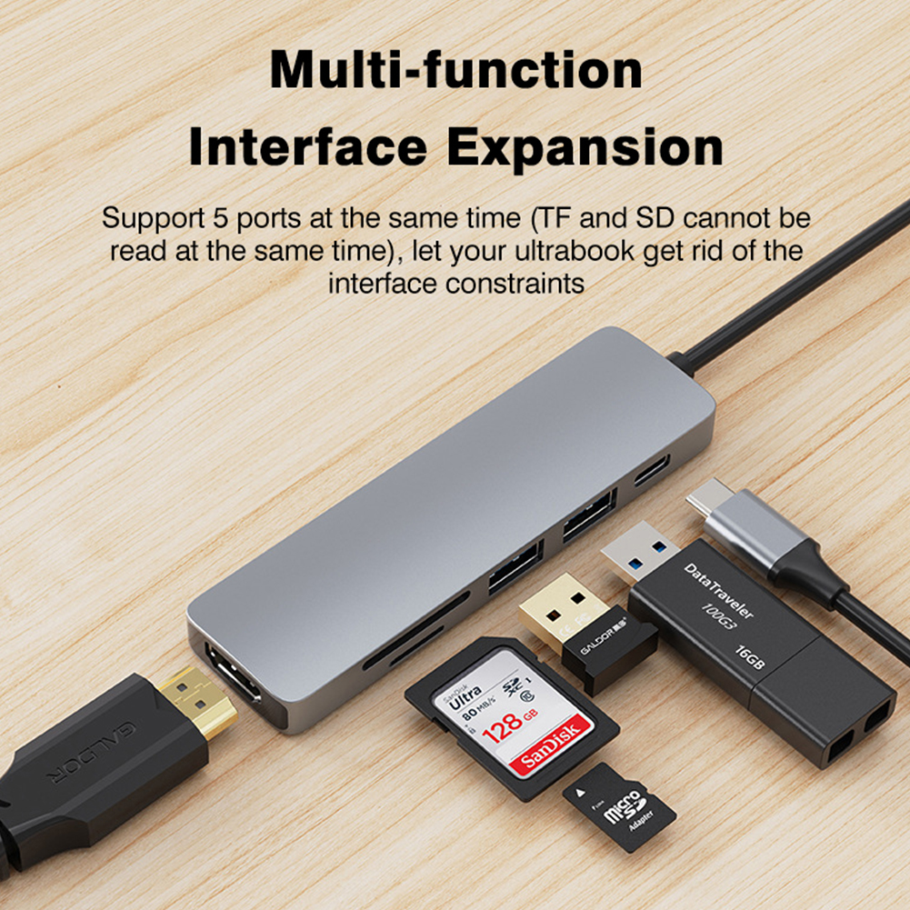 Byscoon Type C HUB 6 In 1 Docking Station For Huawei MateBook X Pro USB C To USB 3.0 PD 3.0 SD/TF Card 4K HDMI Audio Adapter