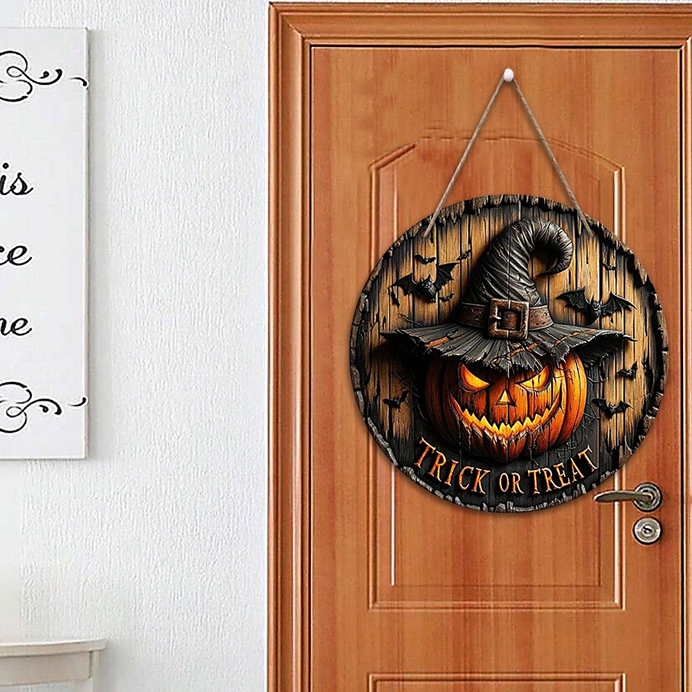 Halloween decoratie Borden Halloween Houten Decoraties Pompoen Spookfeest Binnen- en Buiten Sfeer Houten Ronde Decoratief