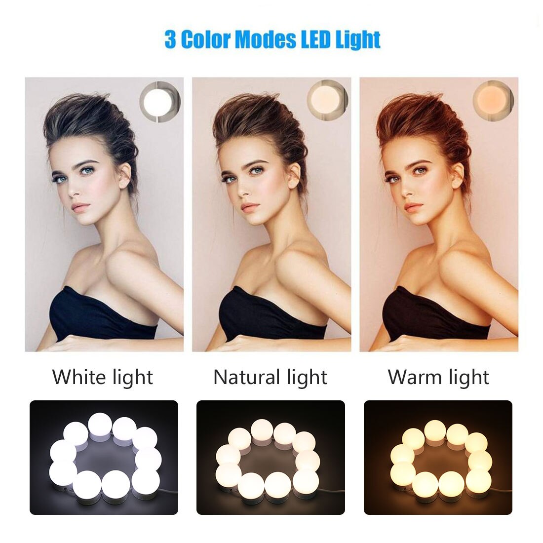 Led Make-Up Spiegel Licht Usb 14 Lampen Kaptafel Ijdelheid Lamp Led Cosmetische Verlichting Traploos Dimbare Badkamer Spiegel Lamp