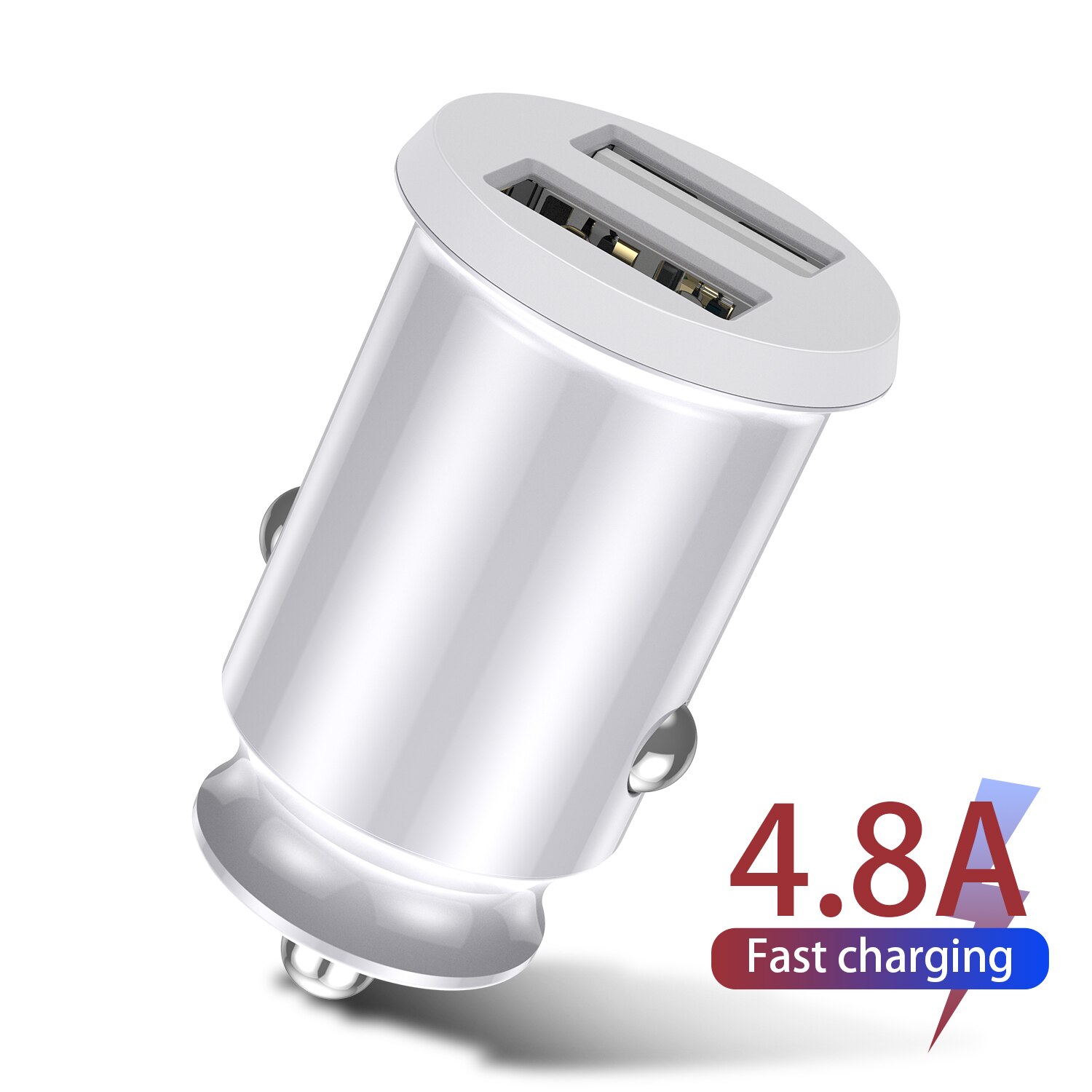 GTWIN – Chargeur de téléphone portable dans la voiture pour iPhone, adaptateur de double port USB de charge rapide pour Smartphone tablette, Xiaomi et Samsung, 4.8A: White
