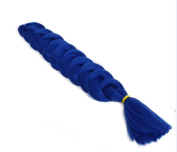 Crochet Braiding Hair one piece 82 inch Synthetic Braiding Hair 165g/piece pure color Jumbo Braid Hair Extensions: #Blue