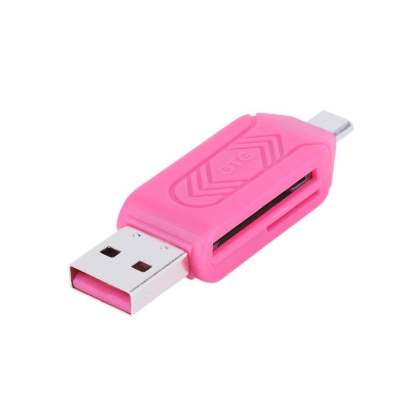 Mini USB 2.0 Micro USB Card Reader für Micro SD Karte TF Karte Adapter Stecker Spielen Bunte Wählen für Laptop PC für Huawei Andriod: Rosa
