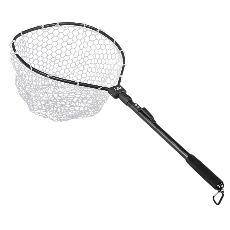 Leo Fly Fishing Net Fish Landing Net With Folding Aluminum Handle And Soft Rubber Mesh Perfect For Catch And Release: Default Title