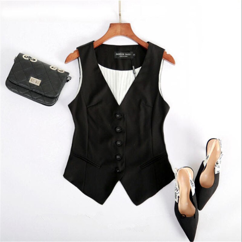 Dress vest kvinner spleis enkelt brystet ermeløs jakke kvinne formell sans manches stripe vester mairuker dress vest  w91167