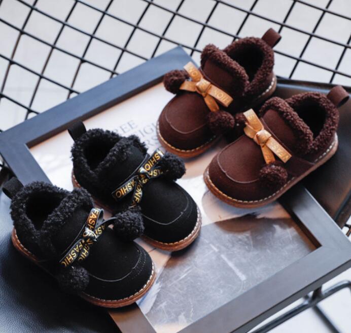 Meisjes jongens sneeuwlaarzen kinderen korte enkellaarsjes kinderen warme pluche laarzen dikke baby sportschoenen maat 21-30 pure kleur sneakers