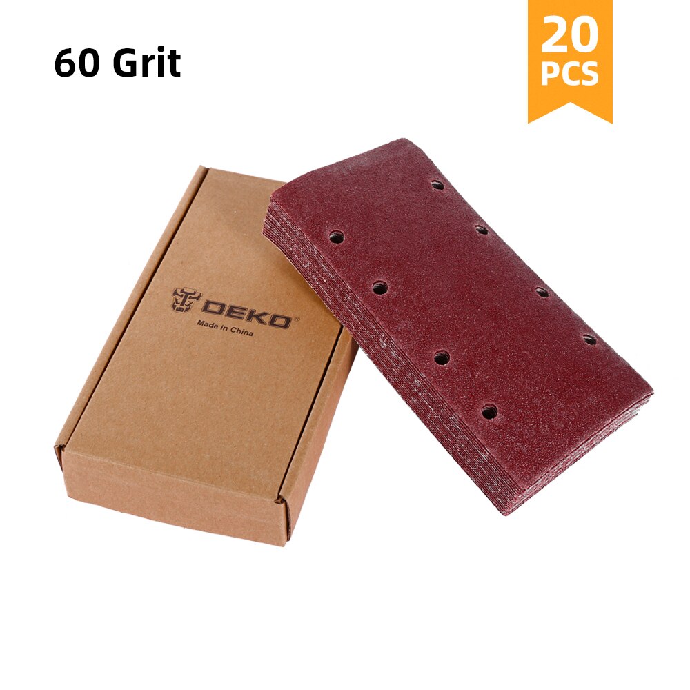 DEKO 20pcs Flat sandpaper, Sanding Paper ,Grit 40-400,Widely used in metal, woodworking for DKFS16Q1: 60 Grit