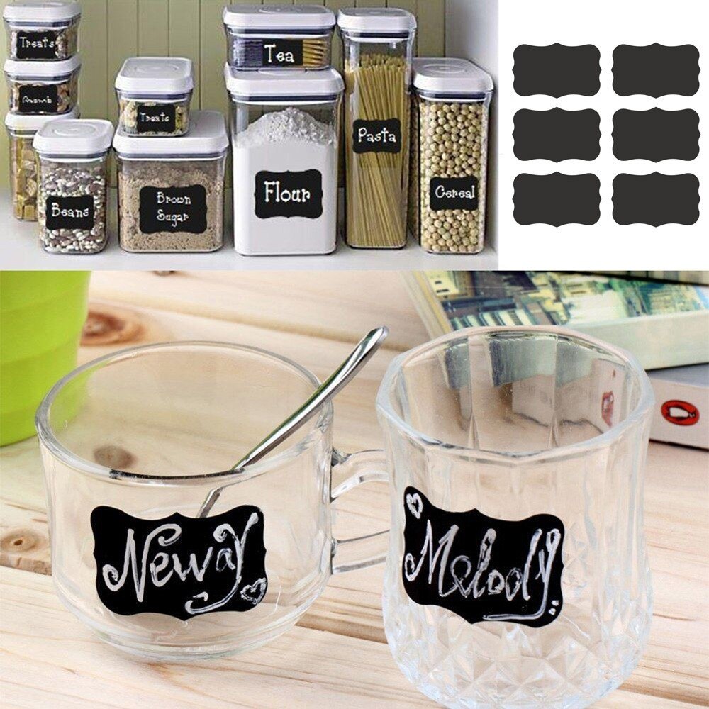 Sticker 64pcs /Set Blackboard Stickers Craft Kitchen Jar Storage Box Label 5cm X 3.5cm Black Spice Blackboard Sticker Blackboard