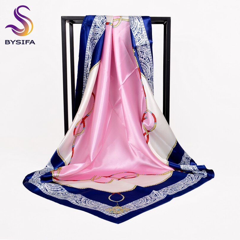 [Bysifa] Herfst Winter Dames Sjaals Accessoires Vrouwen Grote Zijde Vierkante Sjaals Wijn Rood Paisley Moslim Islamitische sjaal