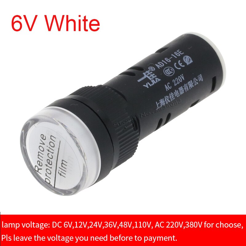 16mm mounting hole LED light lamp indicator lights pilot lamp panel AD16-16E 6V 12V 24V 36V 48V 110V 220V 380V: Black