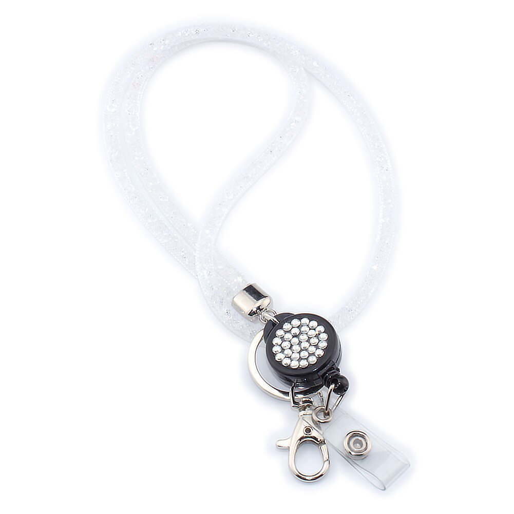 Mobile Phone Lanyard Crystal Hanging Rope Badges Keychain Lightweight Necklace Strap For Cellphones Mesh Holder Office Universal: White