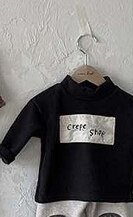 Herfst Winter Jongens En Meisjes Regelmatige Koreaanse Stijl Katoen Kinderen T-shirt Half-Hoge Kraag Lange Mouwen Hedging Letters mode: Black / 3T