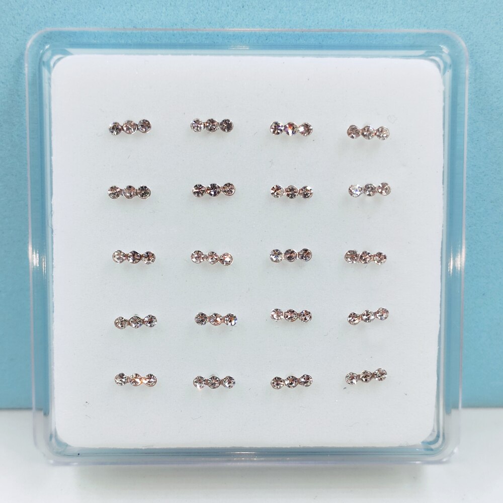 925 Sterling Zilver 22G Neus Stud Clear Crystal Nariz Bone Nose Pirercing Nez Stud Body Sieraden 20 Stks/pak