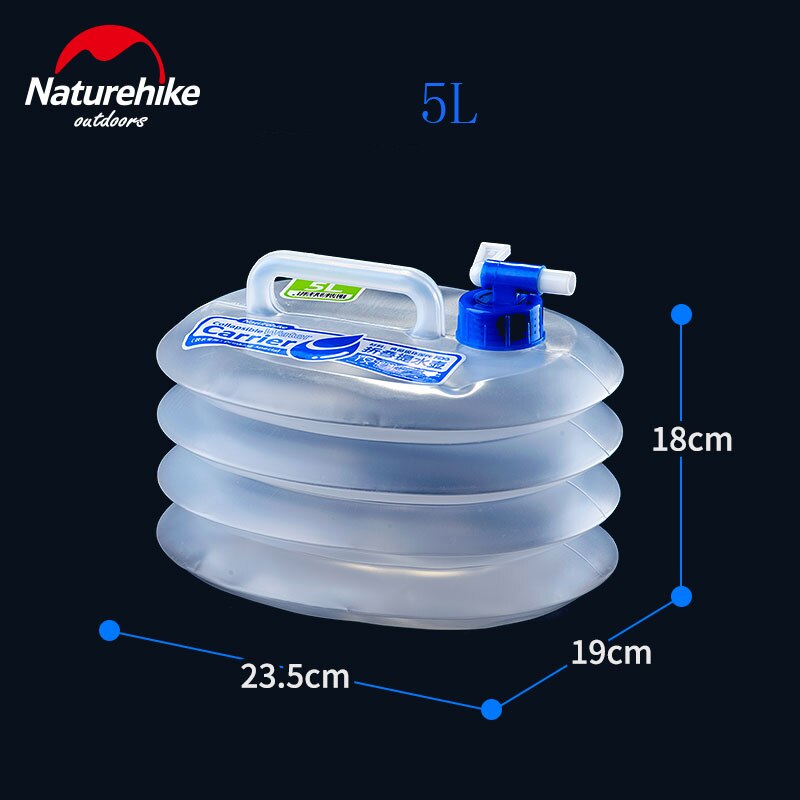 Naturehike Campeggio Esterno Benna Pieghevole Pieghevole Sacchetto di Acqua Contenitore Pieghevole Secchio/Rubinetto 5L/10L/15L Serbatoio di Acqua NH14S002-T: 5L