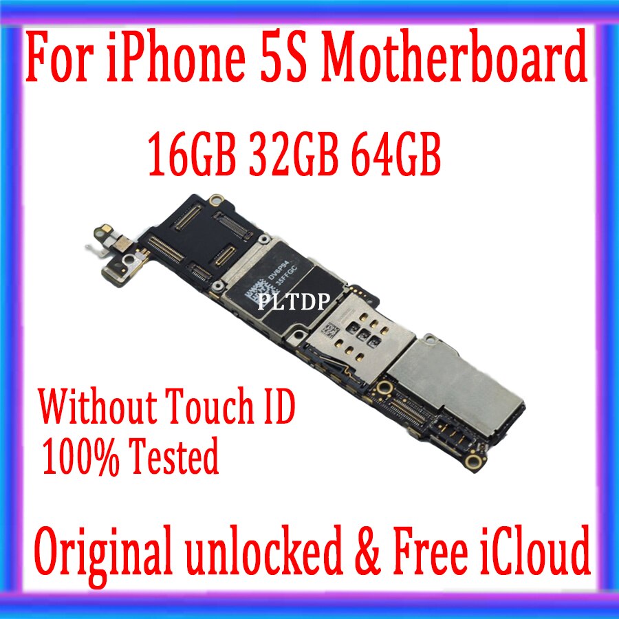 Factory Unlocked Motherboard For iPhone 5s With/Without Touch ID,Full Working Disassemble Logic Board 100% Original 16GB 32GB 64