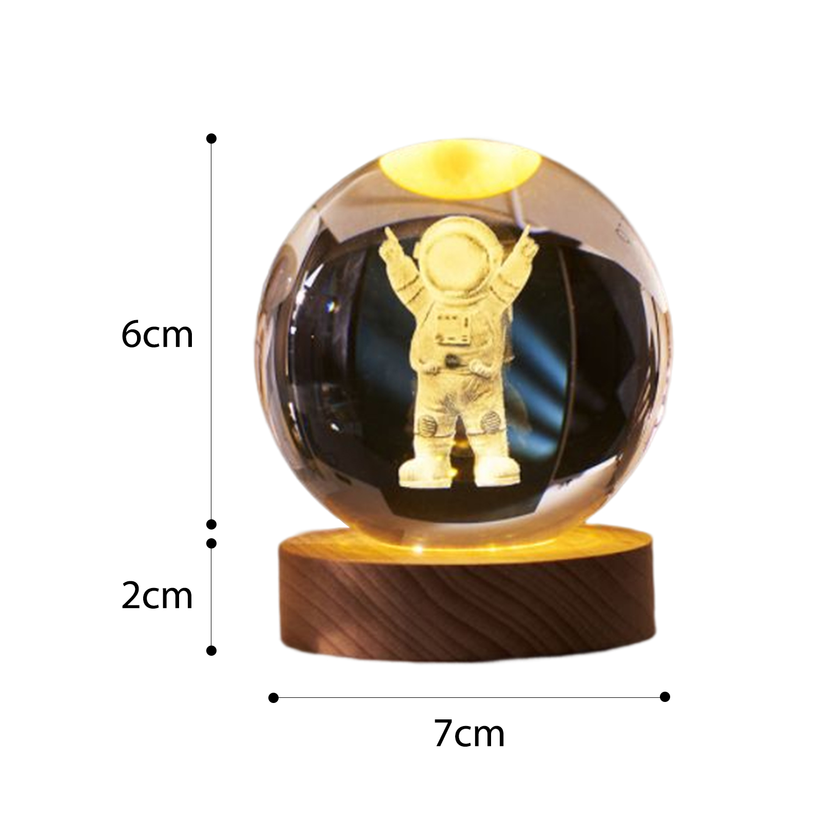 LED Kristall kugel Nachtlicht USB Aufladen 3D gravierte Mond Planet Galaxie Astronaut glühenden Kristall kugel Tisch lampe Geburtstags