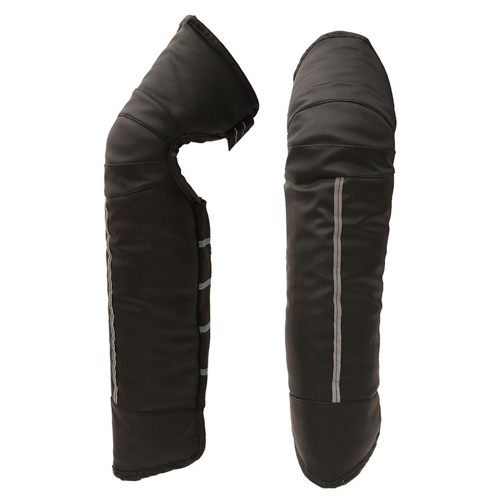 Genouillère de protection de Moto en cuir PU avec bande réfléchissante demi-Chaps épais Ski genouillère imperméable jambières Moto