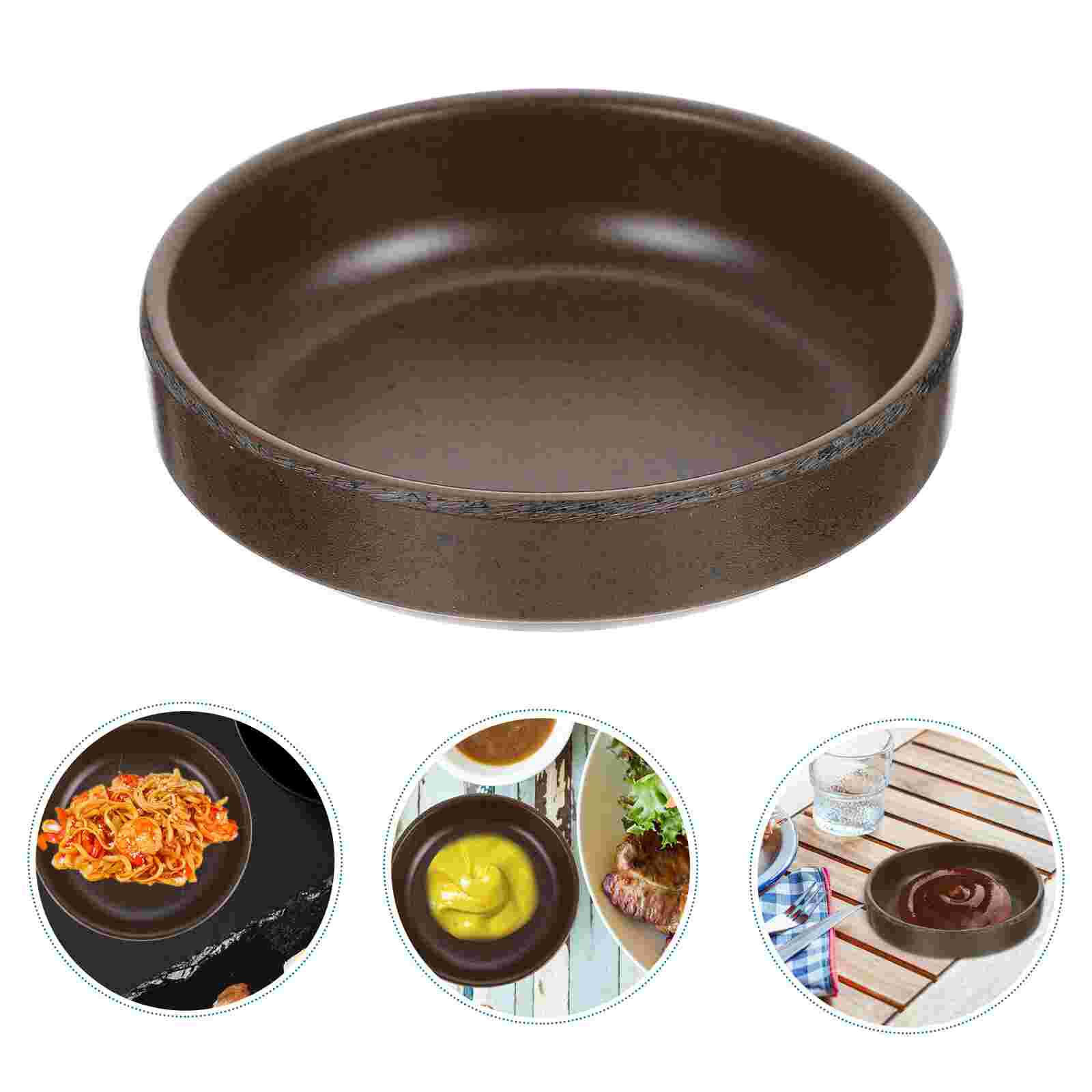 2Pcs Dipping Dishes Dipping Plates Kitchen Sauce Containers Kitchen Supplies: Brown