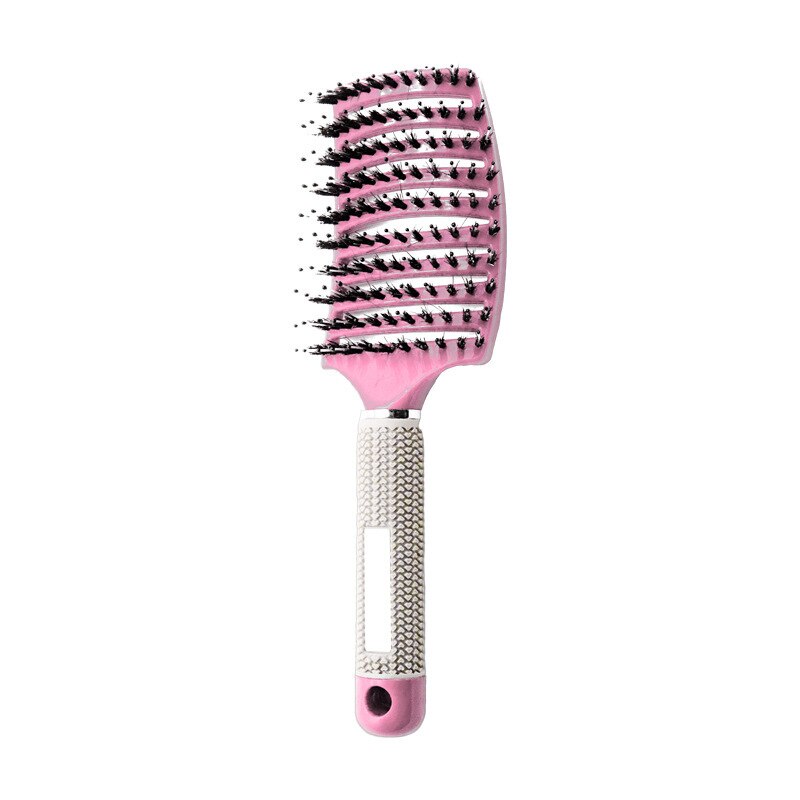 Professionele Arc Geventileerde Styling Varkenshaar Borstel Voor Vrouwen En Mannen Ontwarren Paddle Brush Voor Nat En Droog Krullend haar: Mane Pink