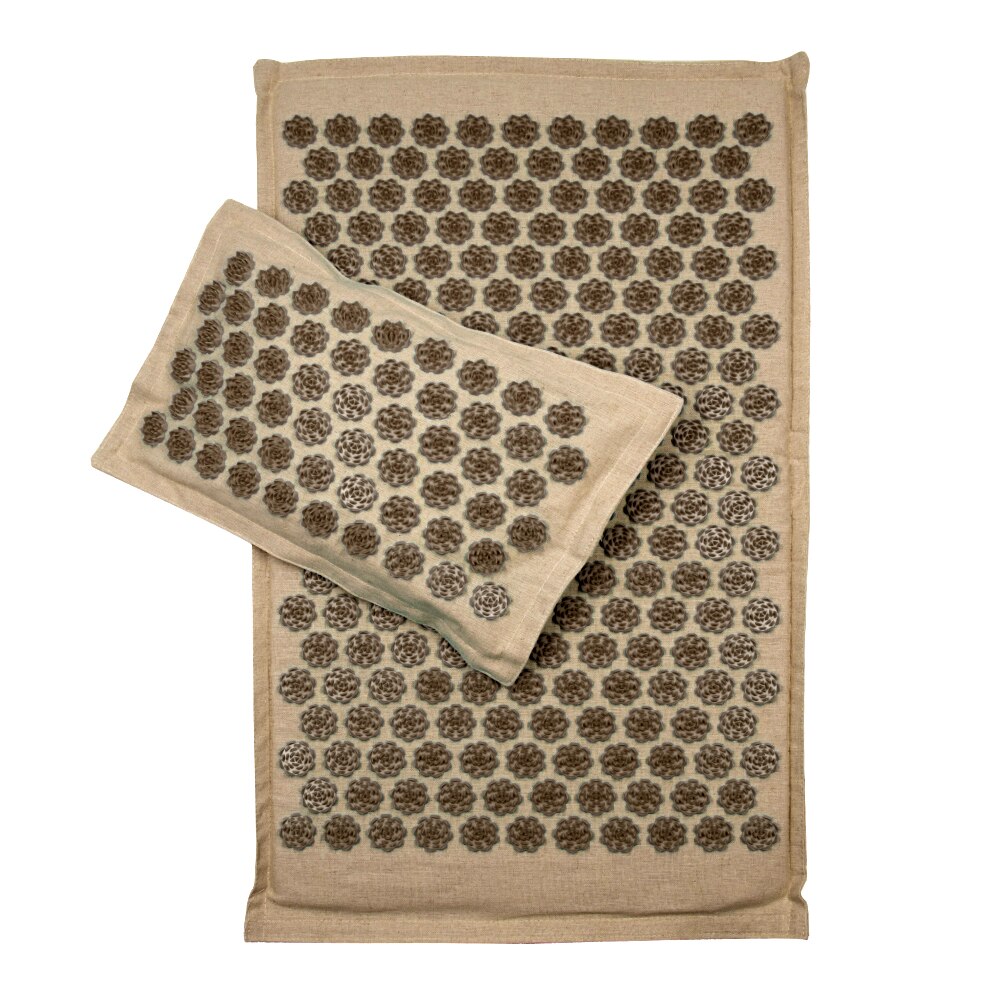 Lotus Acupressure Mat Set Back Body Massage Mat with Pillow Coconut Fiber Pain Relief Shiatsu Massage Cushion Yoga Mat Spike: Coffee Pillow Mat