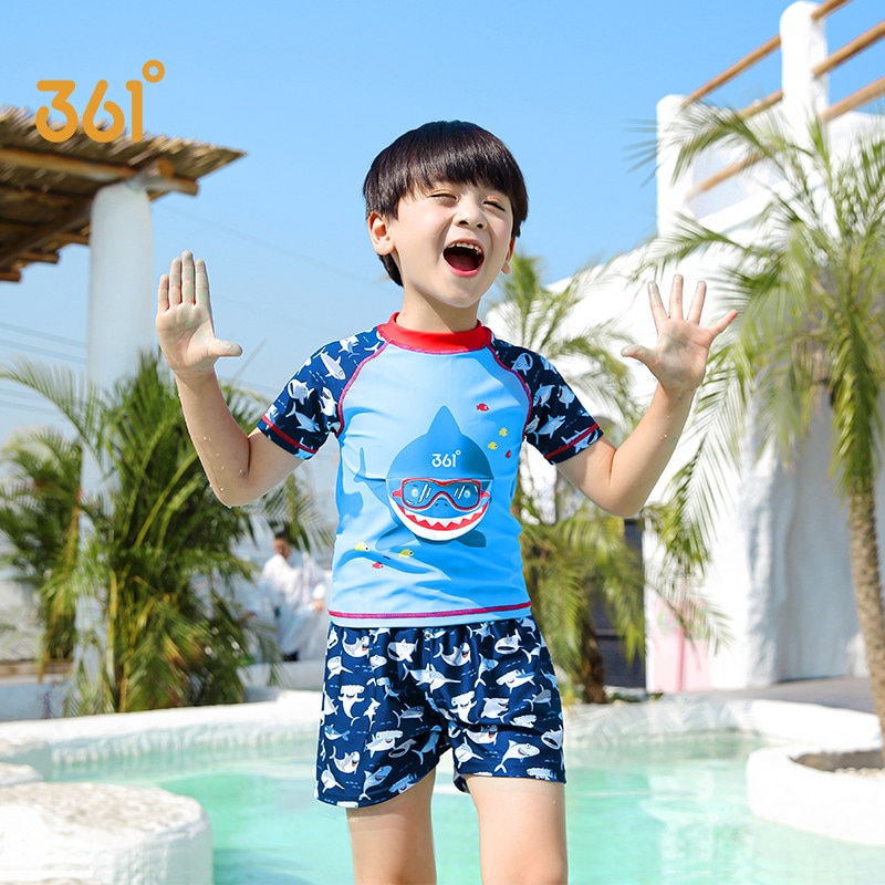 361 Shark Printed Children's Split Swimsuit Cute Baby Two Piece Bathing Suit Cartoon Swimsuit With Shorts Boys Girls Swimwear