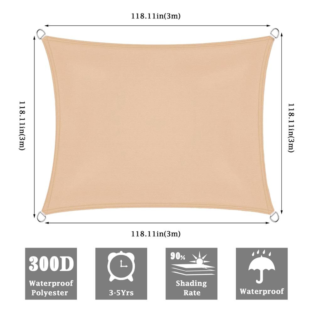 Sun Shelter Sunshade Protection Outdoor Canopy Garden Patio Pool Shade Sail Awning Camping UV Block Waterproof Sun Shade Sail: Beige Square 3x3m