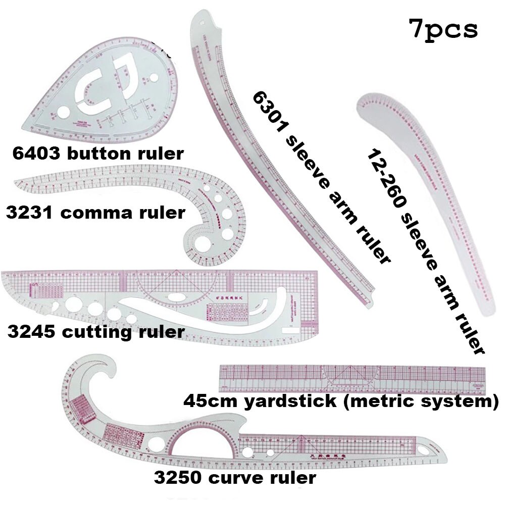 INNE 8/9/10 sztuk/zestaw linijka przyrządy robić szycia akcesoria krawiec zestaw robić pomiaru rysunek kryterium rękaw ramię francuski krzywa cięcia: 7szt