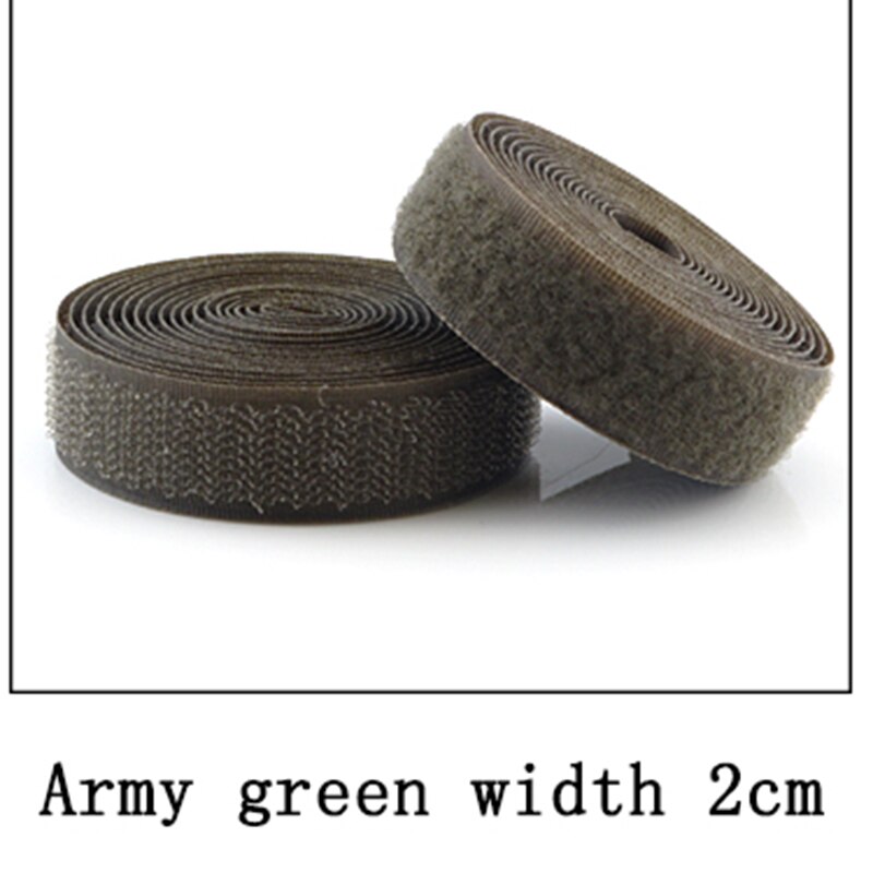 2 meter 16/20mm kardborrefästen sugru kardborreband utan självhäftande fäste nylon magisk tejp remsa sömnadstillbehör kardborre: 20mm / Armégrön 2m