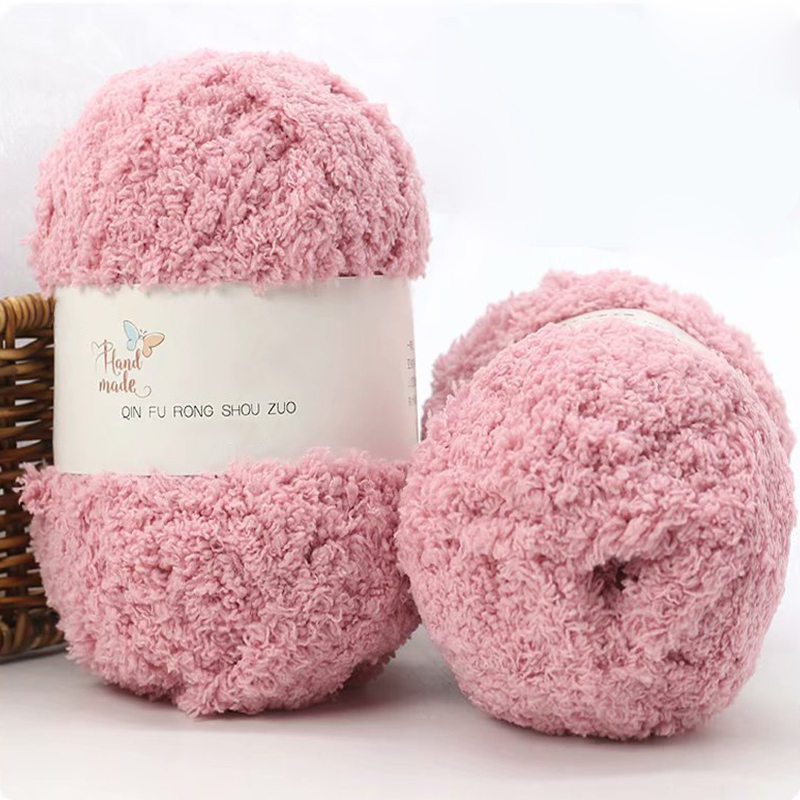 50g/rollo de hilo Coral de terciopelo suave para manualidades, hilo de lana tejido a mano, bufanda de ganchillo, suéter, manta, hilos de visón esponjosos, hilo de línea: Lavanda