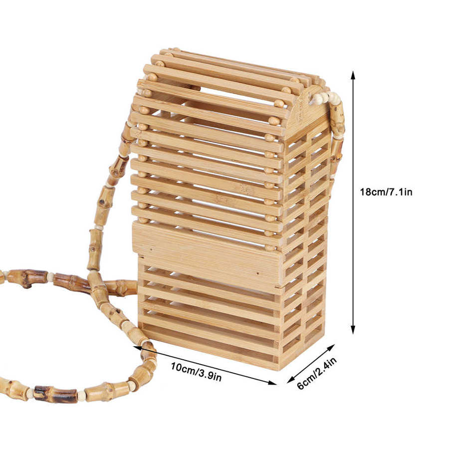 Vrouwen \ 'S Geweven Bamboe Purse Mini Schoudertas In Bamboe Weven Tote Bag Zomer Schouder Handtas Voor Reizen