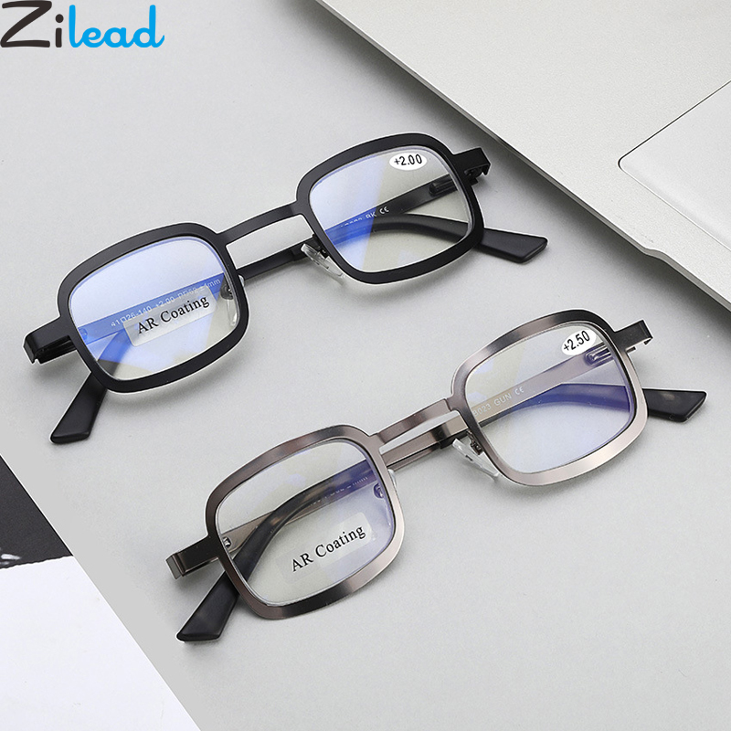 Zilead legering anti blåt lys læse briller firkantet anti stråling præebyopi briller briller briller til mænd kvinder