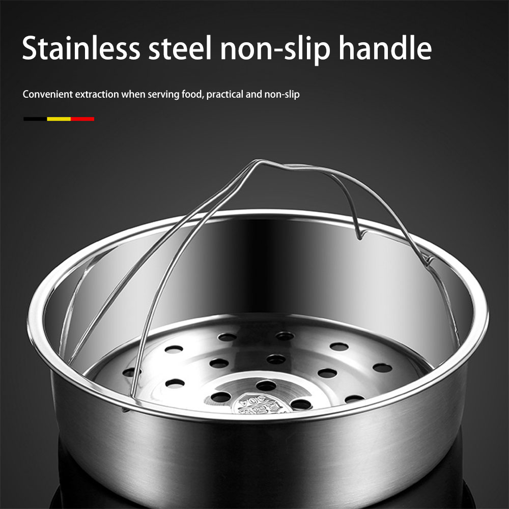 Steam Rice Cooker Steamer Bamboo Cooker Basket Dumpling Dim Sum Stainless Steel Thicken Deepen Household With Non Slip Handle