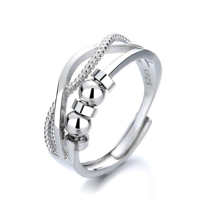 Anxiety Ring Adjustable Opening Women Men Fidget Ring With Bead Worry Stress Relief Jewelry For Female Stacking Finger Rings: RING1258-8