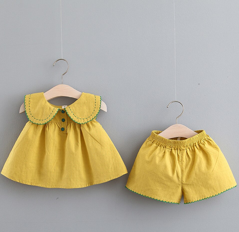 Babymeisjeskleding zomerkledingset katoenen t-shirt + shorts 2- delig kinderpak kindertrainingspak