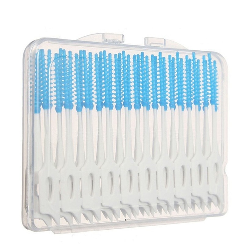 40 Stks/doos Push-Pull Rager Volwassenen Borstel Schoon Tussen Tanden Tandenstoker Schoonmaken Borstels Tanden Orthodontische Draad Borstel