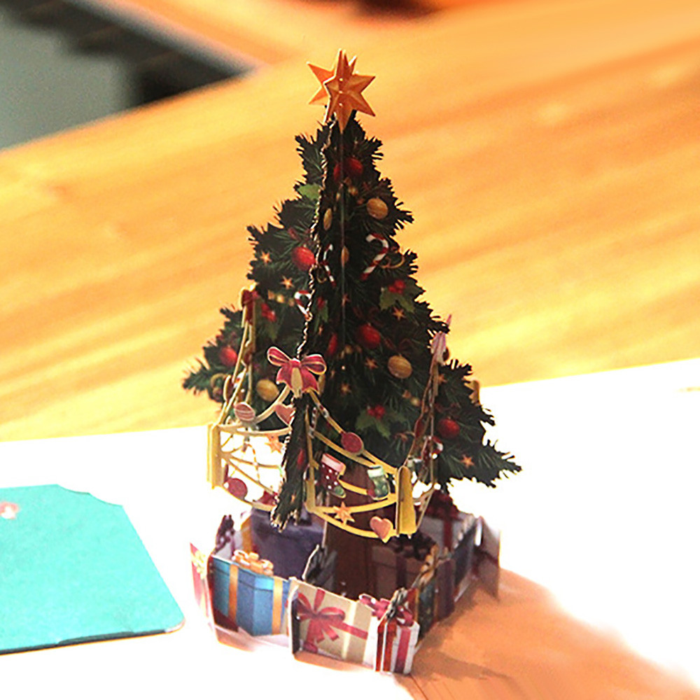 3D Pop Up Card Christmas Trees Merry Christmas Greeting Cards