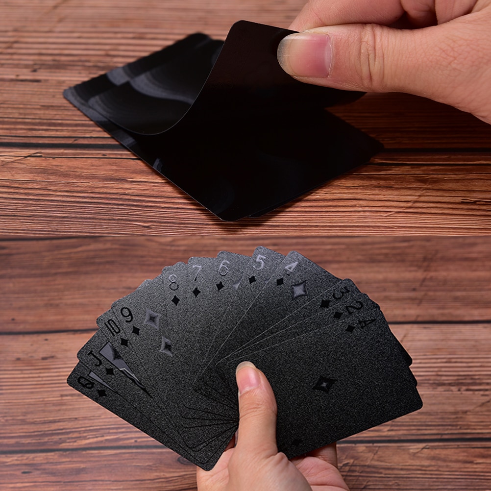 1 sæt plastkort kort vandtætte sorte spillekort samling sorte diamant poker kort standard spillekort