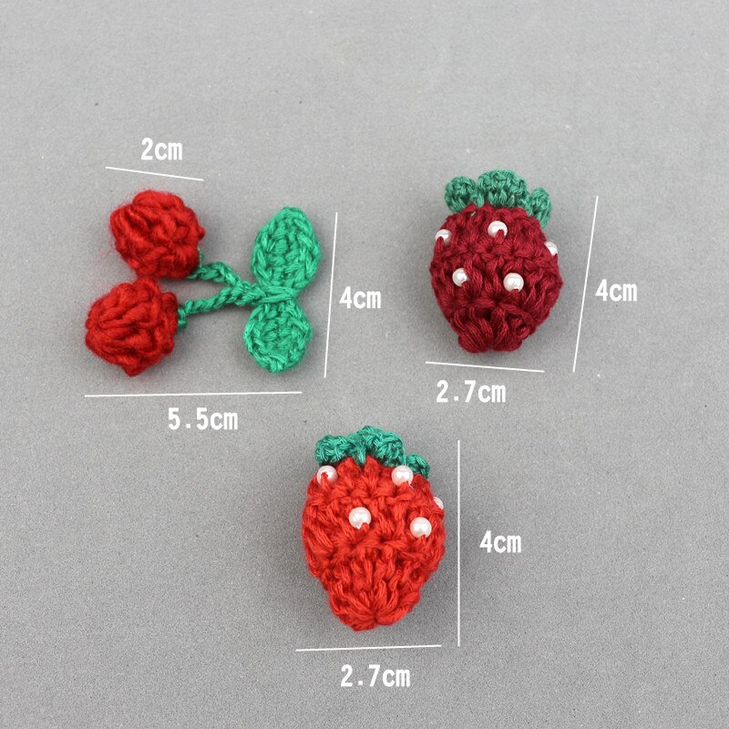 5Pcs Hand Breien Cherry/Aardbei Ornamenten Diy Craft Supplies Kids Hair Pin Accessoires Hoed Schoenen Kleding Decor Materiaal