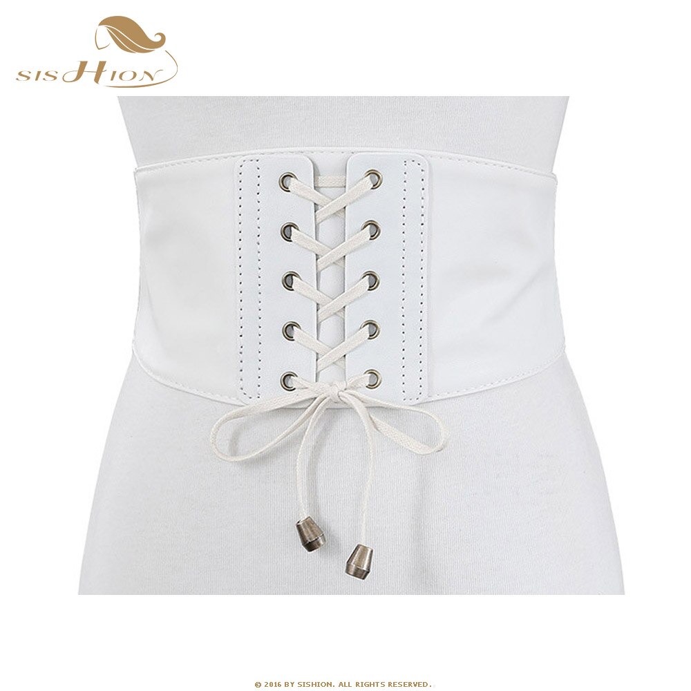 SISHION-Corset en cuir pour femmes | Cummerbund, Vintage, ceinture à croisé, accessoires noir blanc marron large ceinture en cuir VB0006