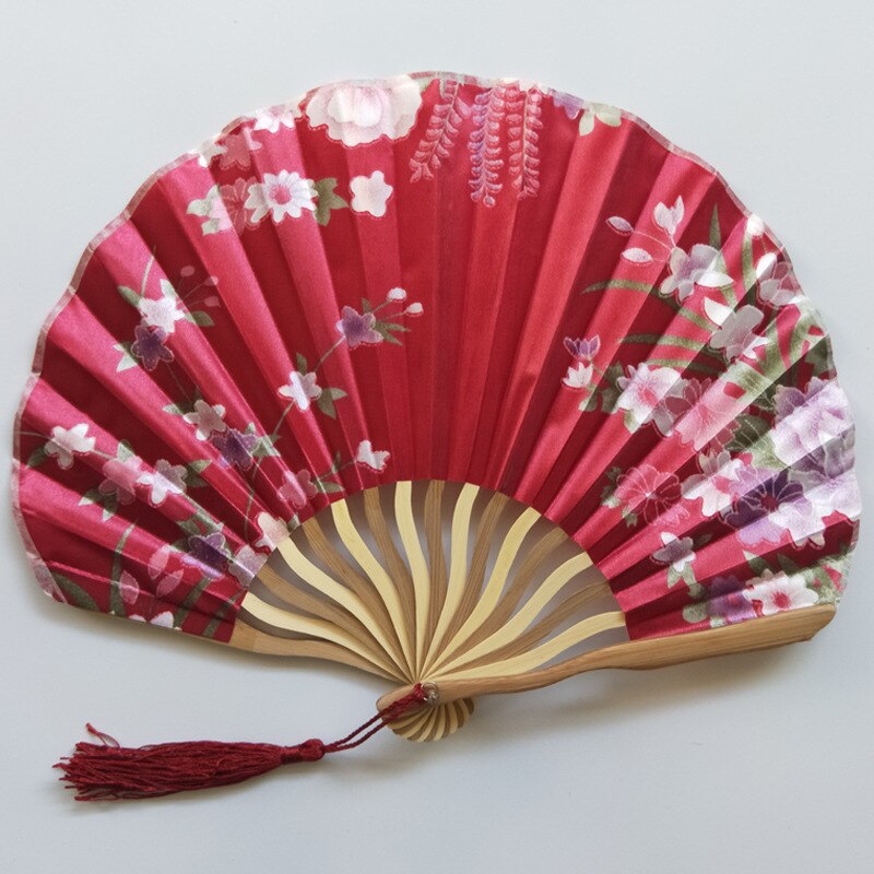 Pattern Chinese Style Hand Held Fans Silk Bamboo Folding Fans Handheld Wedding Hand Fan Cool Bamboo Flower personality