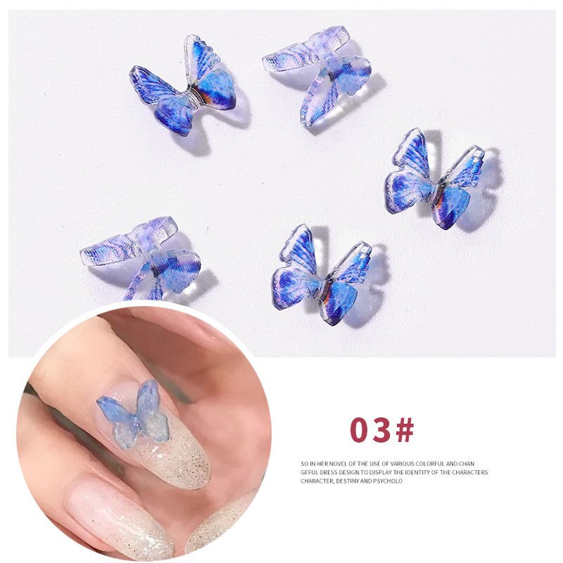 2 pcs/set 15Styles 3D Resin Butterfly Nail Art Decorations Manual Stereo Mini Manicure Butterfly DIY Rhinestones Manicure: 03