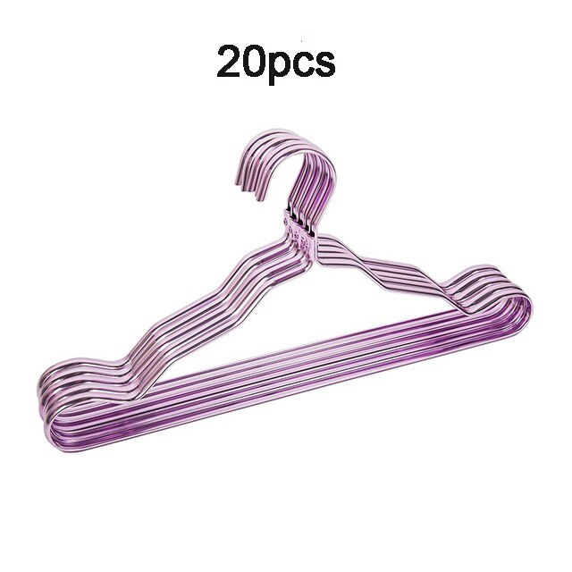 Cintres métalliques pour vêtements, 20 pièces, en alliage d'aluminium, support de séchage antidérapant, épais et coupe-vent, pour sous-vêtements, ceinture, manteau: Violet-20pcs